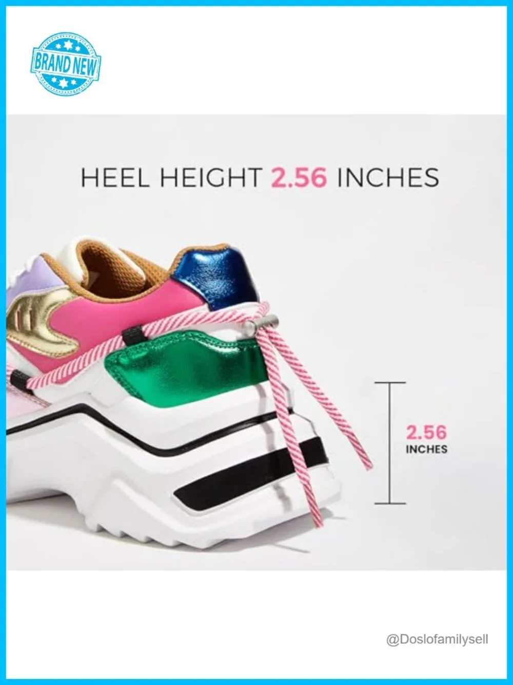 Platform Chunky Sneakers Lightweight TPR Lace-Up Walking Shoes